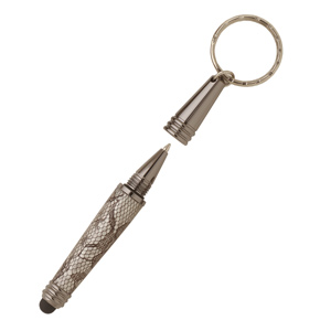 Key Chain Pen w/ Stylus - Gun Metal